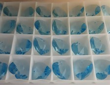 6 x 14mm Genuine Swarovski Crystal Aquamarine Heart Pendants - 6202