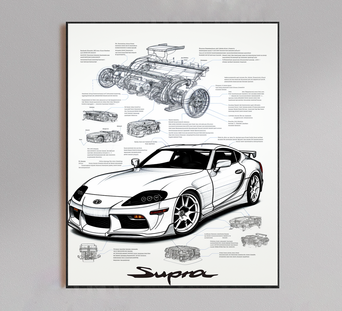 Toyota Supra Poster- Toyota Supra Patent Print, Toyota Supra Art