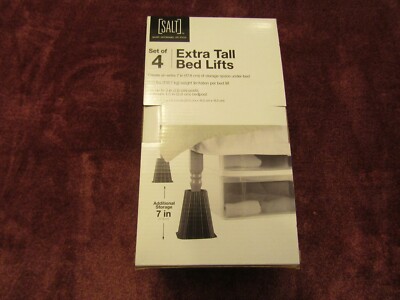 NEW - SET OF 4 SALT EXTRA TALL 7'' BED LIFTS SPACE SAVERS FITS 1.5-3'' BED POSTS