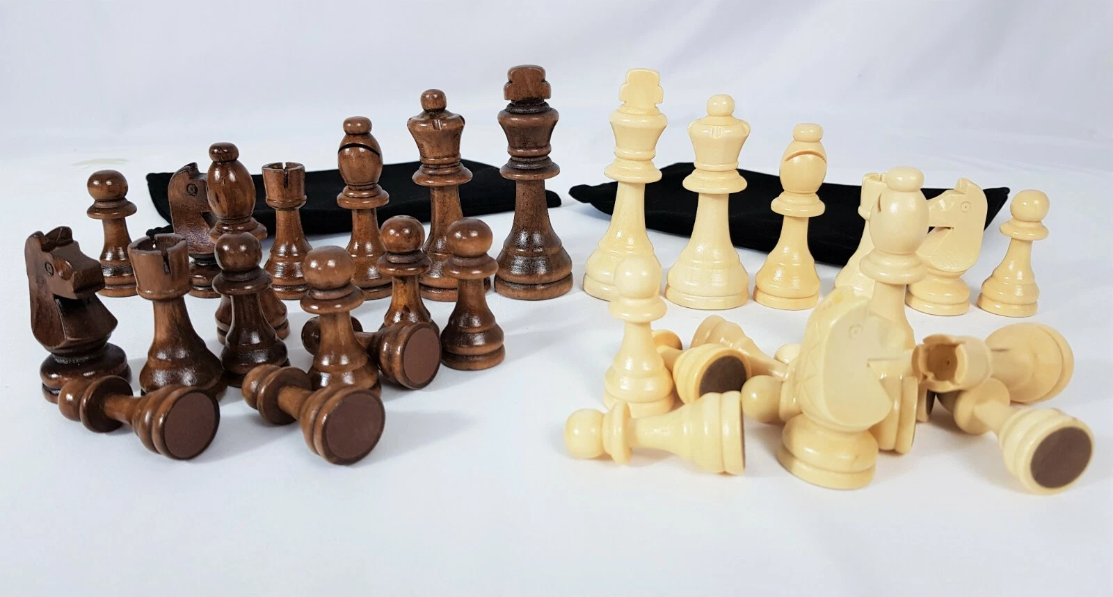 Wooden Chess Pieces, Set of 32 wooden Pieces with a bag ,Size 3.7''Gift for him