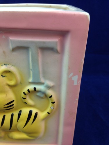 VINTAGE BABY BLOCK MUSIC BOX CERAMIC PLANTER Animated Nursery Planter - Picture 7 of 8