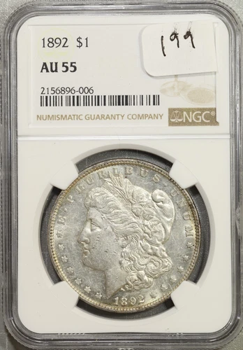 1892 Morgan Silver Dollar NGC AU 55 About Uncirculated #6-006