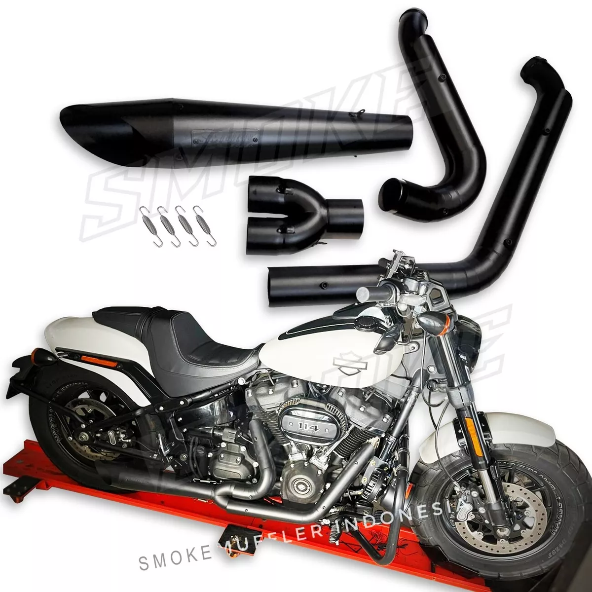 Exhaust Pipes System Custom 2 into 1 Fit 2018 2022 Harley Davidson