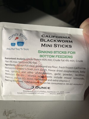 Chris s Fishes California Blackworm Sinking Mini Sticks Fish Food 3oz