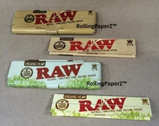 RAW Rolling Papers 2 PACKS KING SIZE Organic & Classic + 2 Metal Pack Protectors