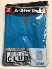 2 New PROCLUB MEN'S A-shirts Turquoise Tank Top Undershirts Pro Club SMALL-7XL