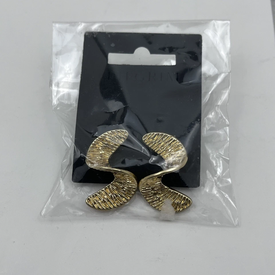 Gold Tone Spiral Drop Earrings Pilgrim New - Image 2 of 4