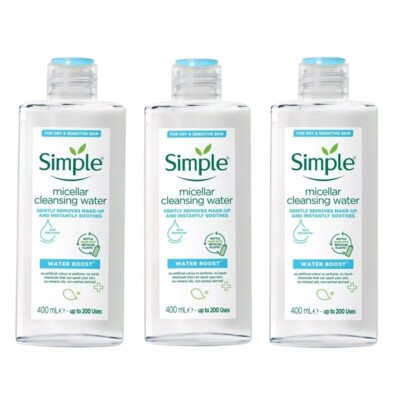 3x Simple Water Boost Mizellen Reinigungswasser mit Pentavitin & Präbiotikum 400ml