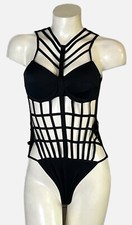 Bodysuit Teddy Black Second Skin Stretch Size Small