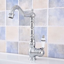 Polished Chrome Bathroom Kitchen Bar Vessel Sink Swivel Faucet Mixer Tap ssf652