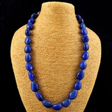 Single Strand 500.00 Cts Earth Mined Sapphire Pear Beads Necklace NK 49E132