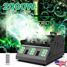 RGB Smoke Fog Bubble Machine LED Stage Light Fogger DMX512 Remote DJ W/ Remote
