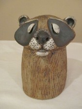 Wenzel Stonewear Raccoon Figurine 6 1/4" Tall - Hollow, See Photos