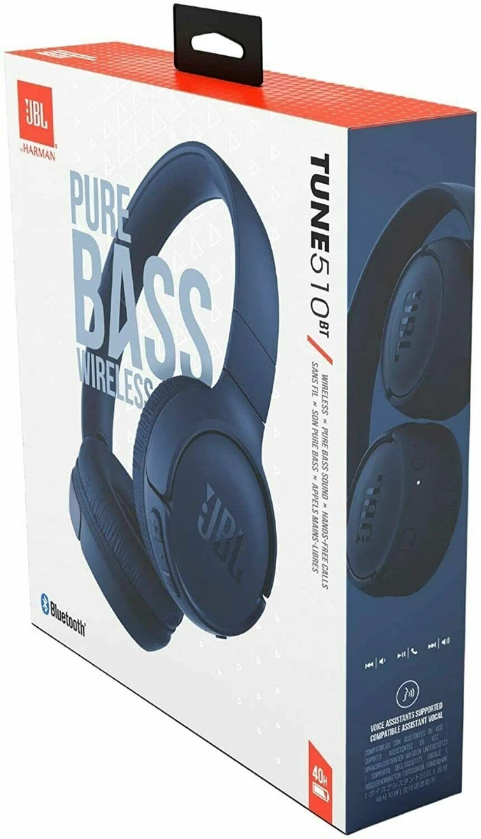 New JBL Tune 510BT Wireless On Ear Headphones with Purebass Sound