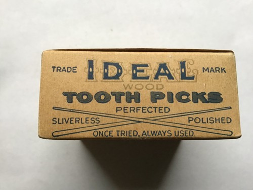 Ideal Perfected Toohpicks Original Unopened Box of Wood Toothpicks Circa 1910 - Picture 5 of 6