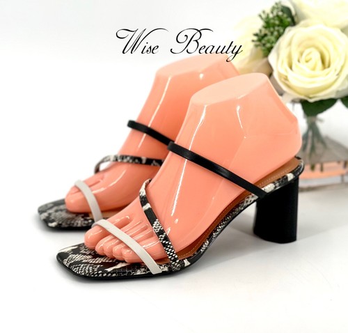 MARC FISHER ALIANA SANDAL Women’s Size 7 Shoe Black White Snake Print NEW - Picture 3 of 9