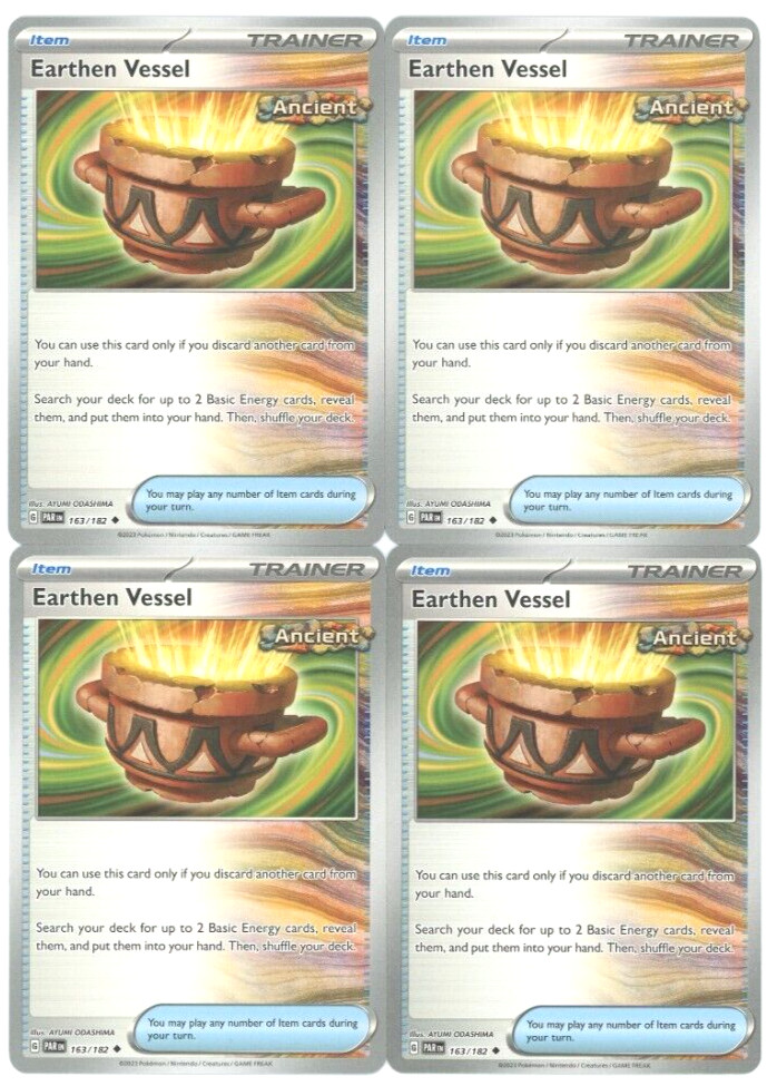 4x Pokemon TCG Earthen Vessel Paradox Rift 163/182 Regular Uncommon Playset