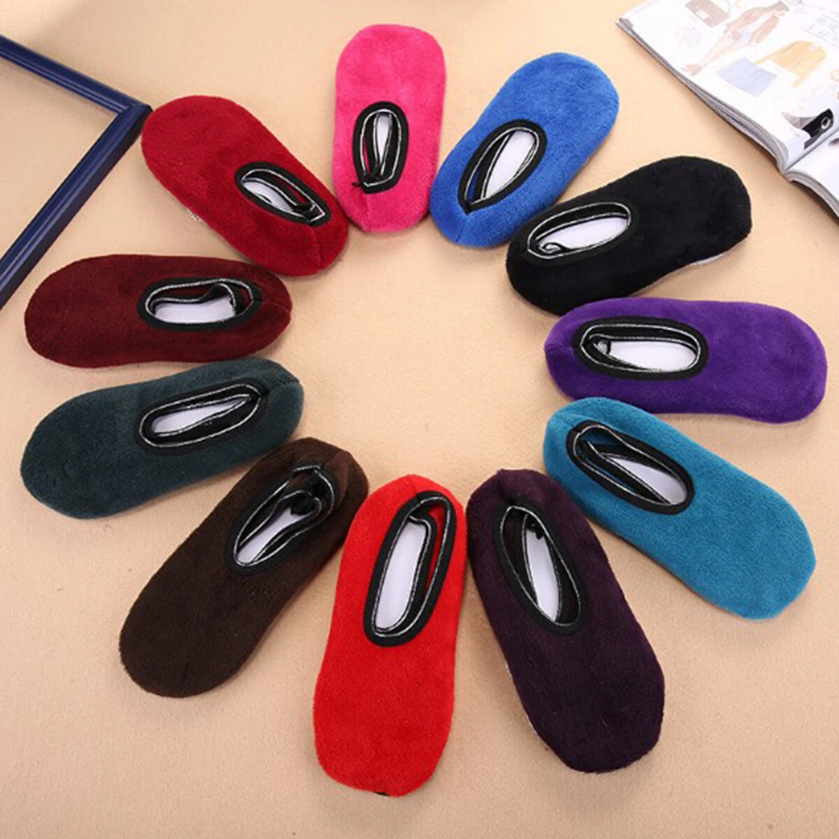 Womens Ladies Slipper Non-Slip Anti-skid Socks Warm Soft Fleece Gripper  Slippers