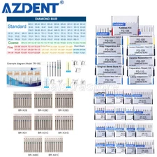 AZDENT Dental Diamond Burs FG Burs Drills For High Speed Handpiece Ball Round