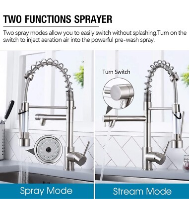 Qomolangma Commerical Kitchen Faucet with Pull Down Sprayer, Single Handle Sink