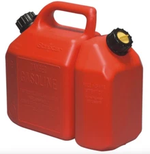 6 Liter 1.58Gal Gas Fuel Can and 2.5 Liter 0.59GAL Oil Can Combo, Red. Chainsaw