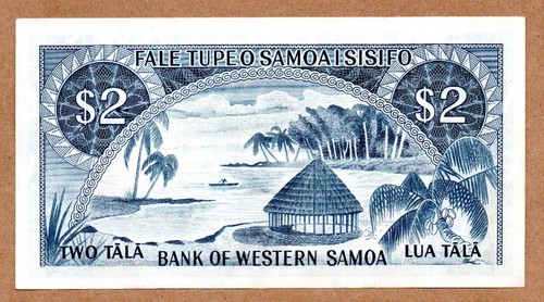 1967 Western Samoa 2 Tala ** Choice UNC ** P 17b i Sisifo Currency Palm tree - Picture 2 of 2