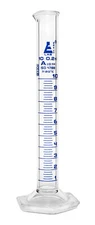 Eisco Labs 10ml Graduated Cylinder, Class A - Blue Graduations, Hexagonal Base