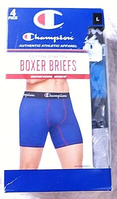 CHAMPION Men's Boxer Briefs Large (36-38) Multicolor 4pk NEW