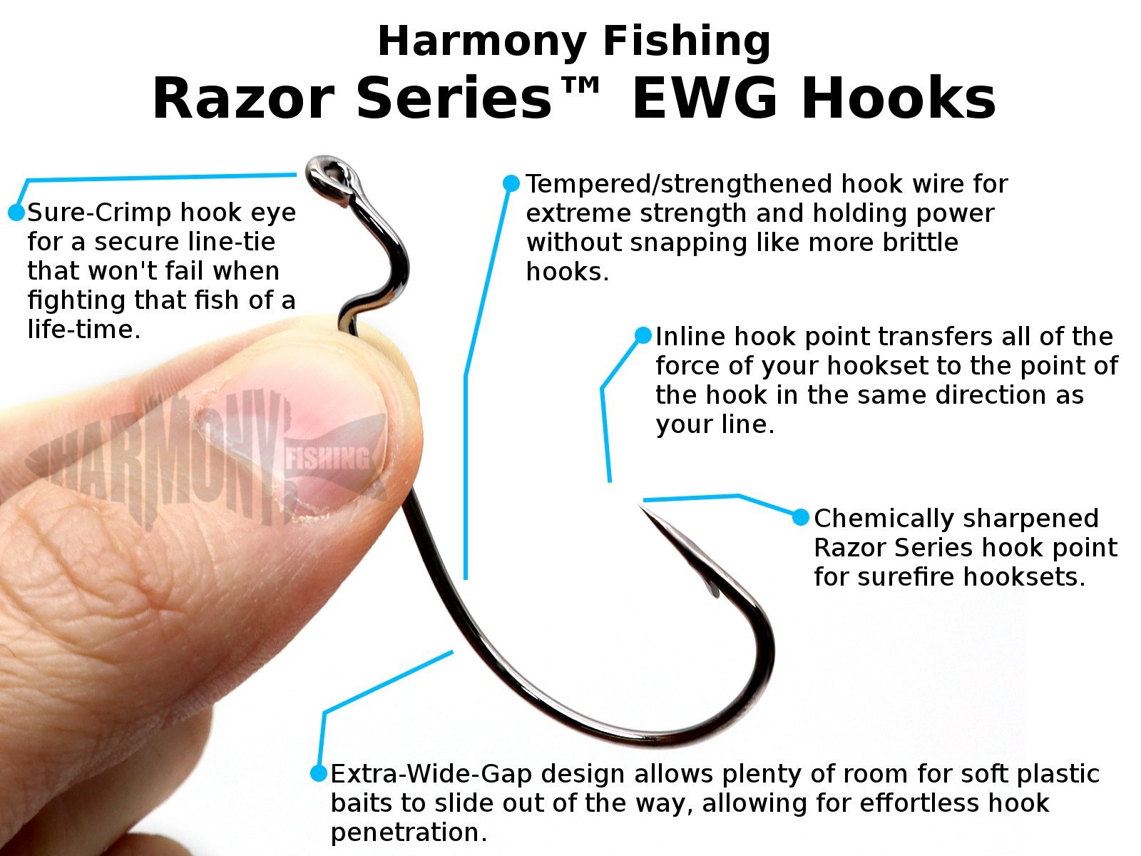 Harmony Fishing Company Razor Series EWG Offset Worm Hooks (10 Pack) | eBay