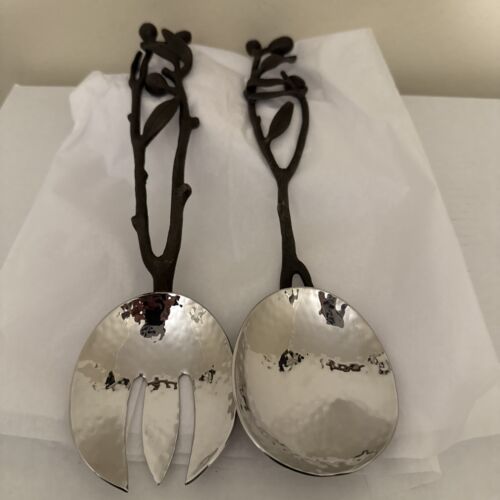 Michael Aram White Orchid Salad Serving Fork & Spoon 2 Piece Set Signed