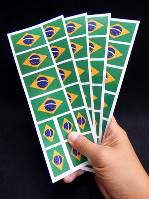 40 Removable Stickers: Brazil Brasil Flag, Brazilian Party Favors, Decals