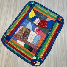 Vintage Handmade Baby Infant Crazy Quilt Blanket Boho One of a Kind Small 34x27