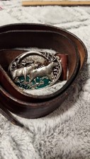 Belt Buckle  Saddle Leather Belt Size 38