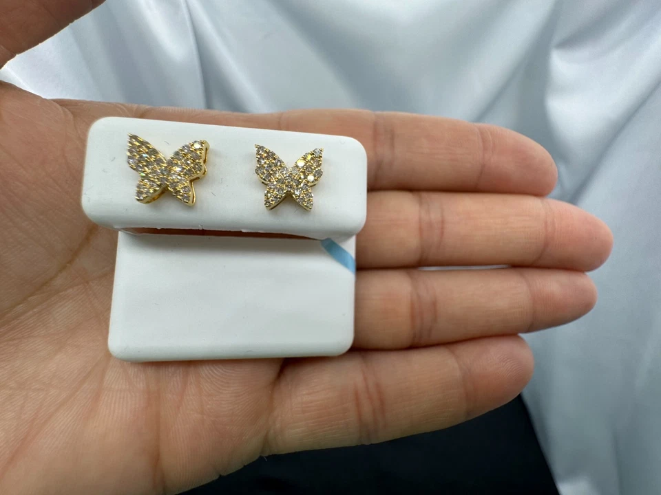 Pendientes de diamantes mariposa 14K Foto 2 de 3