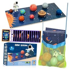 30 Pcs Wooden Solar System Model Board Toy Kit, Montessori Planet Balls Toys