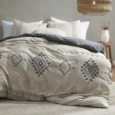 Oli Anderson Boho Queen Duvet Cover Set, Beige Gray, 3 Pieces Beige gray