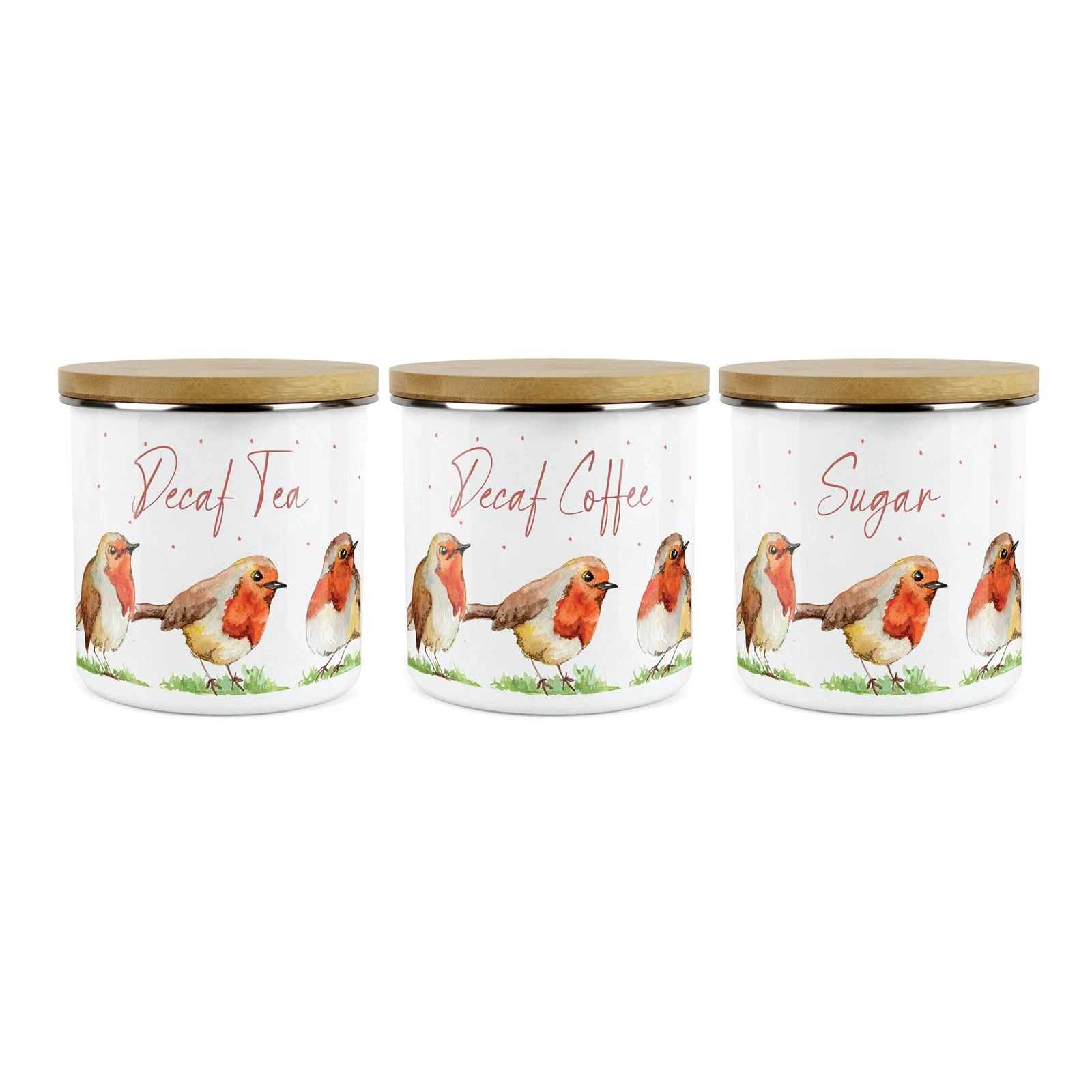 Robins Decaf Tea, Decaf Coffee & Sugar Storage Canisters - Birds Kitchen Gifts
Opens in a new window