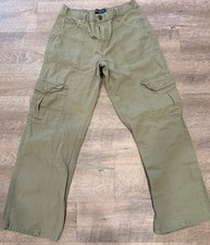 Aeropostale Utility Cargo Pants Women  s Medium Olive Green Wide Leg 100 Cotton