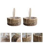 2pcs Rattan Woven Flower Basket Rustic Plant Basket with Handle for Decoration