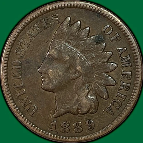 1889 Indian Head Cent Choice Very Fine VF+ Coin #38256
