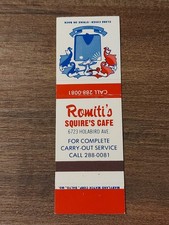 Vtg. Romiti's Squire's Cafe, 6723 Holabird Ave. Matchcover (H11)