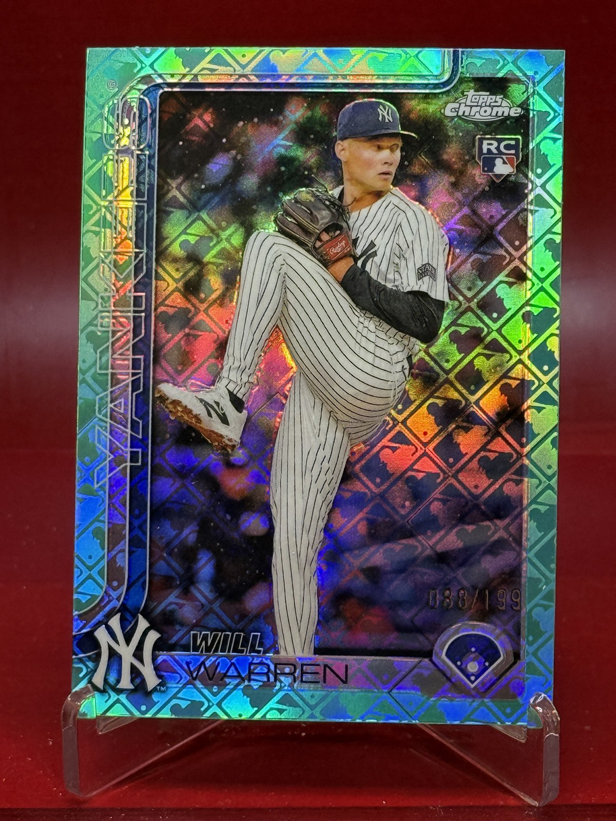 2025 Topps Chrome Logofractor Will Warren #81 Aqua Refractors Yankees /199