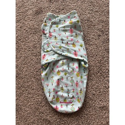 Summer Infant SwaddleMe Adjustable Baby Swaddle Wrap Blue Tree Print Small