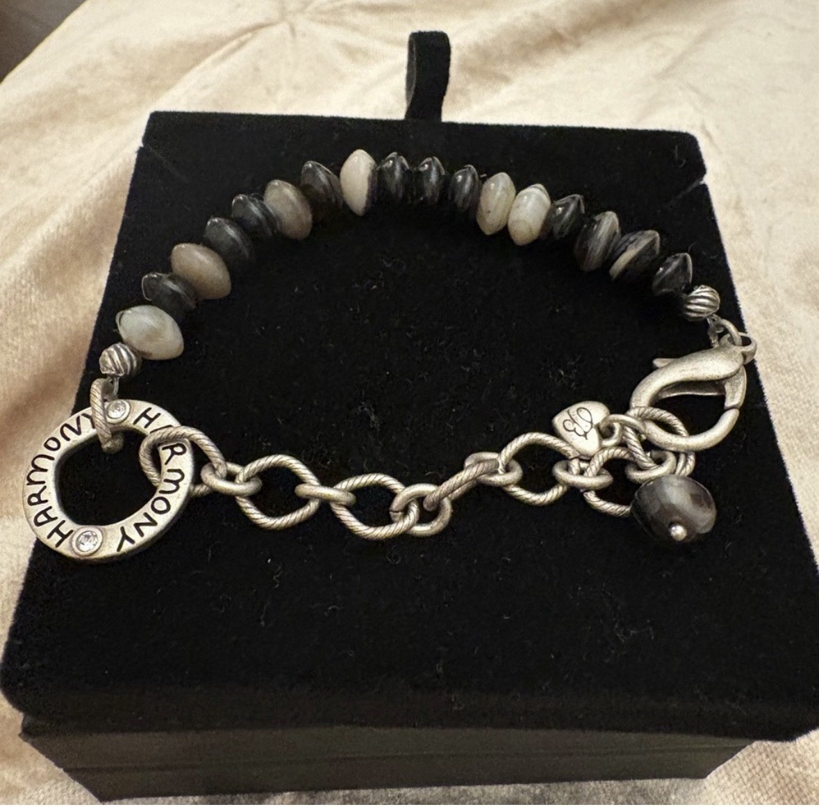 Brighton Harmony Charm Beaded Toggle Bracelet Sil… - image 1