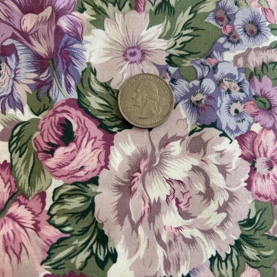 "De colección Floral Rosa Tela Casa Shabby Chic Lavanda Rosa Crema 2 1/4 Yardas X 44""" Foto 3 de 4