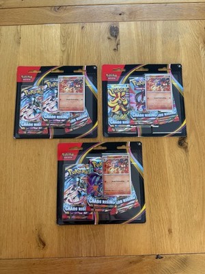 3x Pokemon TCG Mega Evolution Chaos Rising Triple Blister Booster Pack Promo