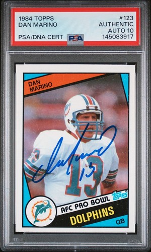 Dan Marino 1984 Topps Signed RC Rookie Card #123 Auto 10 PSA Authentic 145083917