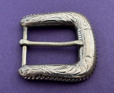 VTG Old Western Unbranded Engraved Sterling Silver Fits 1  Ranger Belt Buckle
