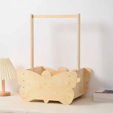 Wooden Baby Shower Crate Closet with Handle Portable Gift Basket Storage Basket