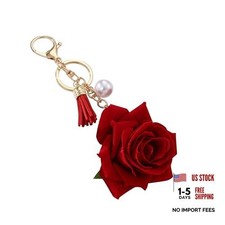 Cute Rose Flower Keychain Fashion Bag Charms Purse Accessories Birthday Red